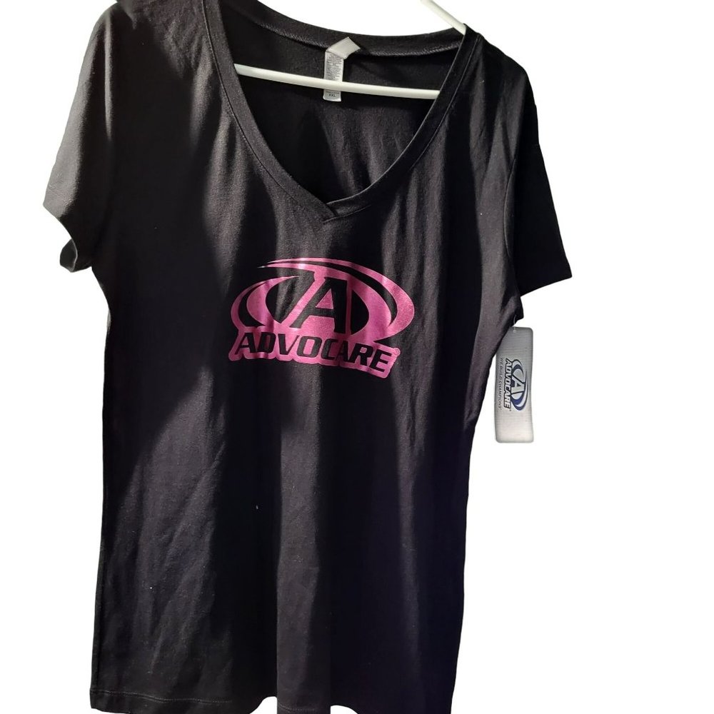 NWT Advocare Women's Black Official Apparel V-Neck Short Sleeves T-Shirt, 2XL